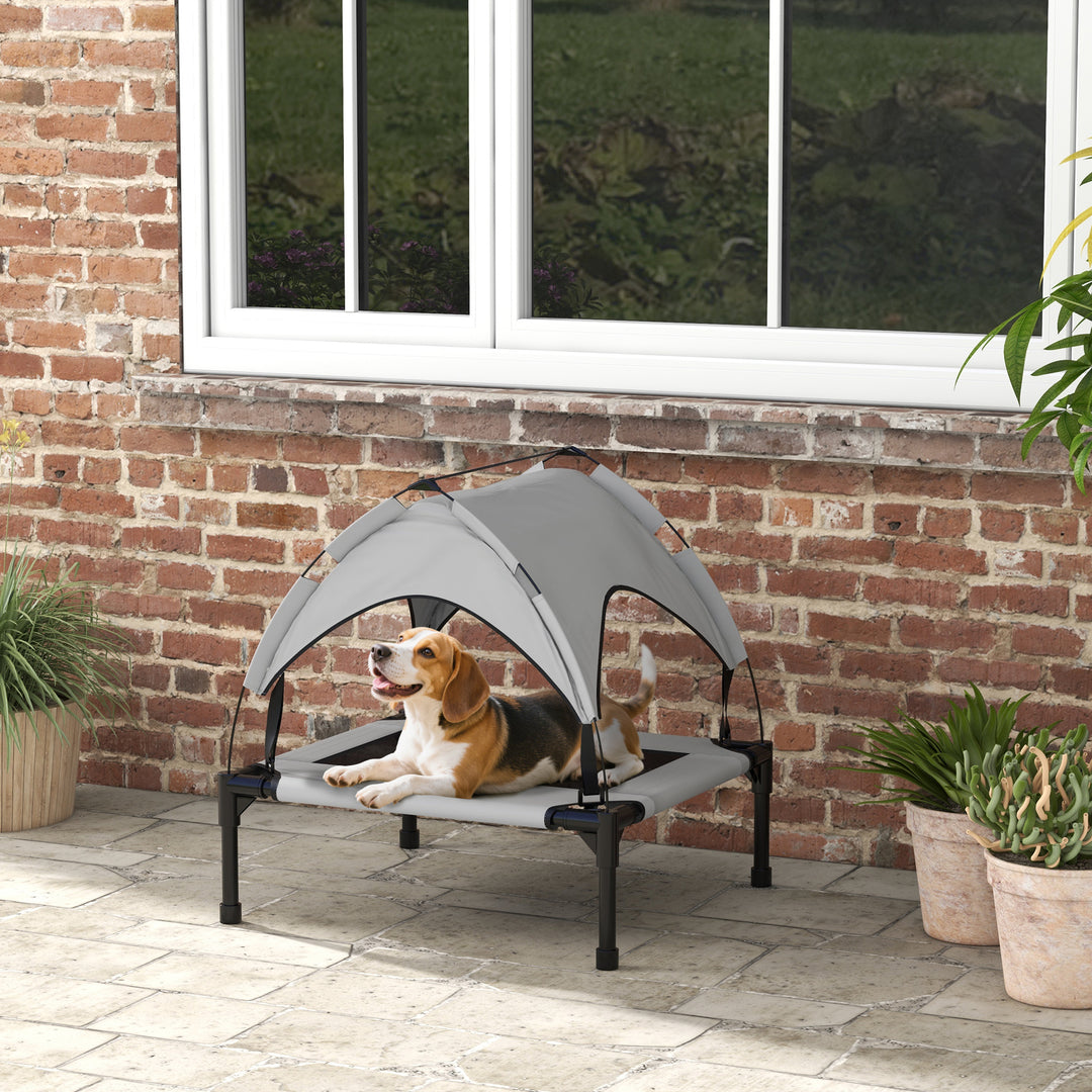 Cooling Raised Pet Bed w/ Washable Breathable Mesh, for Small Medium Dogs, 76 x 61 x 69.5cm - Light Grey