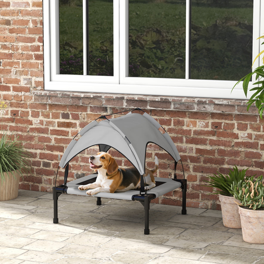 Cooling Raised Pet Bed w/ Washable Breathable Mesh, for Small Medium Dogs, 76 x 61 x 69.5cm - Light Grey