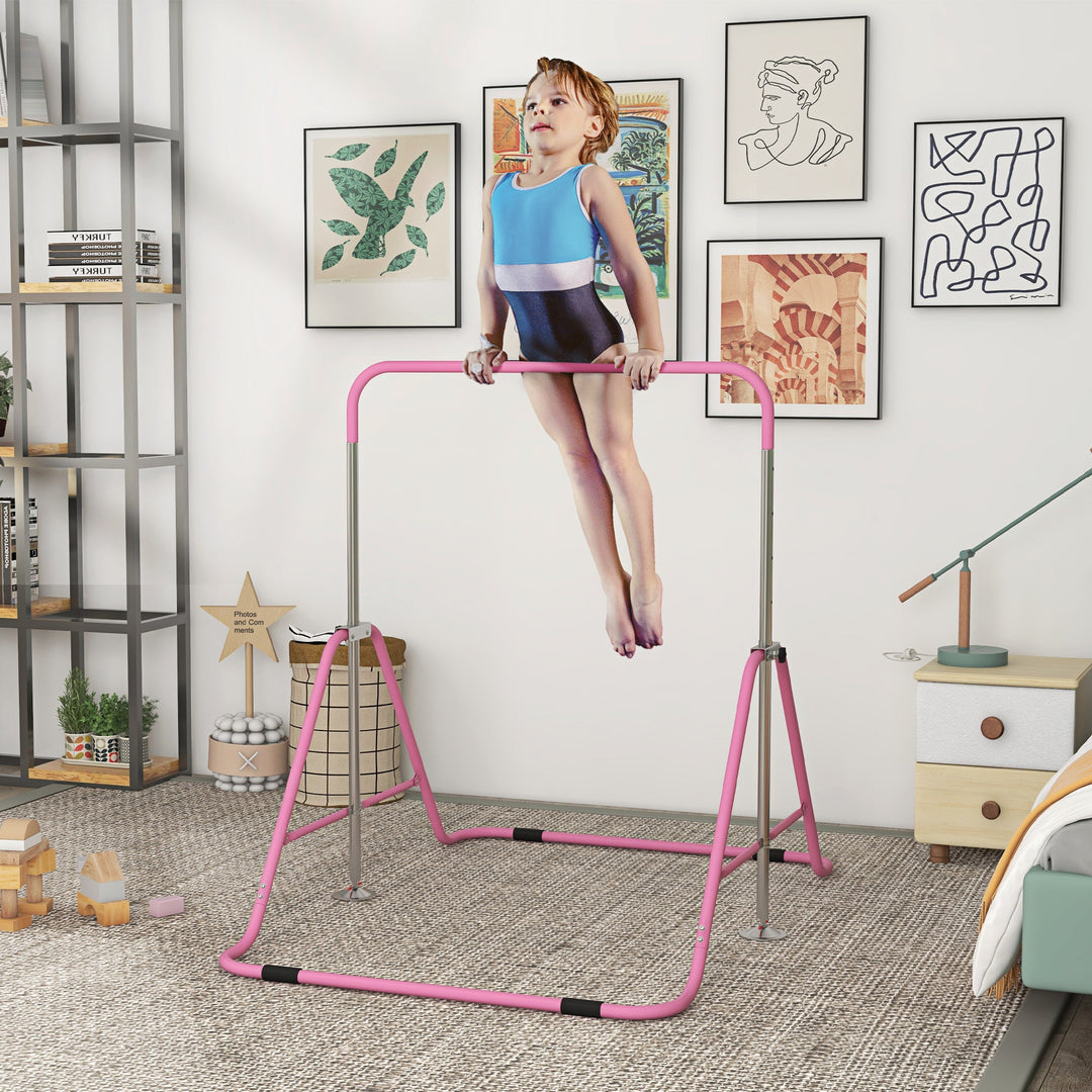 Kids Gymnastic Bar, with Adjustable Height, Foldable Horizontal Bars