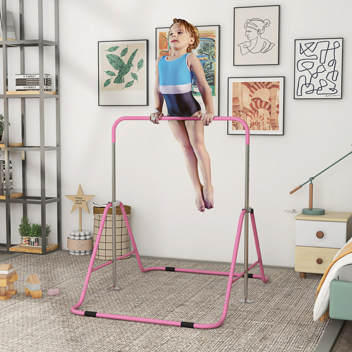 Kids Gymnastic Bar, with Adjustable Height, Foldable Horizontal Bars