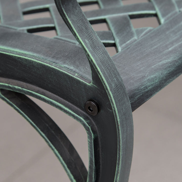 Cast Aluminium Garden Bench 2 Seater Antique Loveseat for Outdoor Patio Porch Park, Verdigris