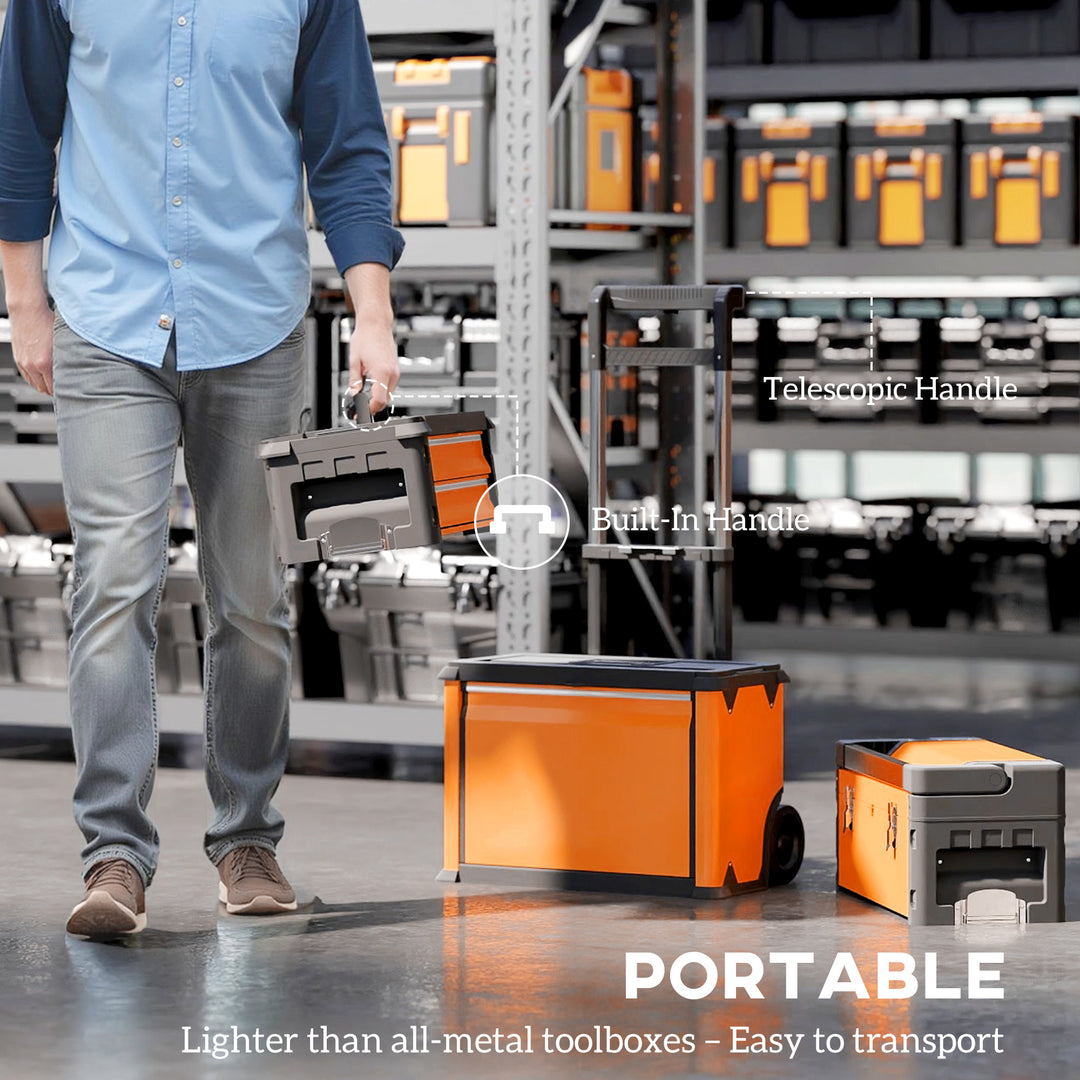 3-in-1 Stackable Rolling Tool Box - Orange