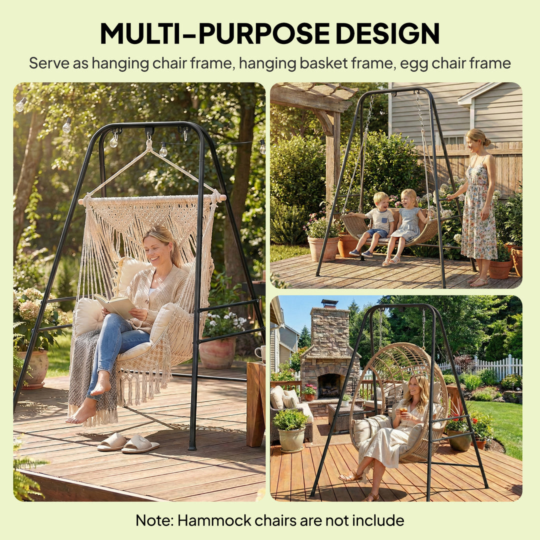 Hammock Chair Stand Only, 150KG Load Capacity, for Indoor Outdoor, Bla
