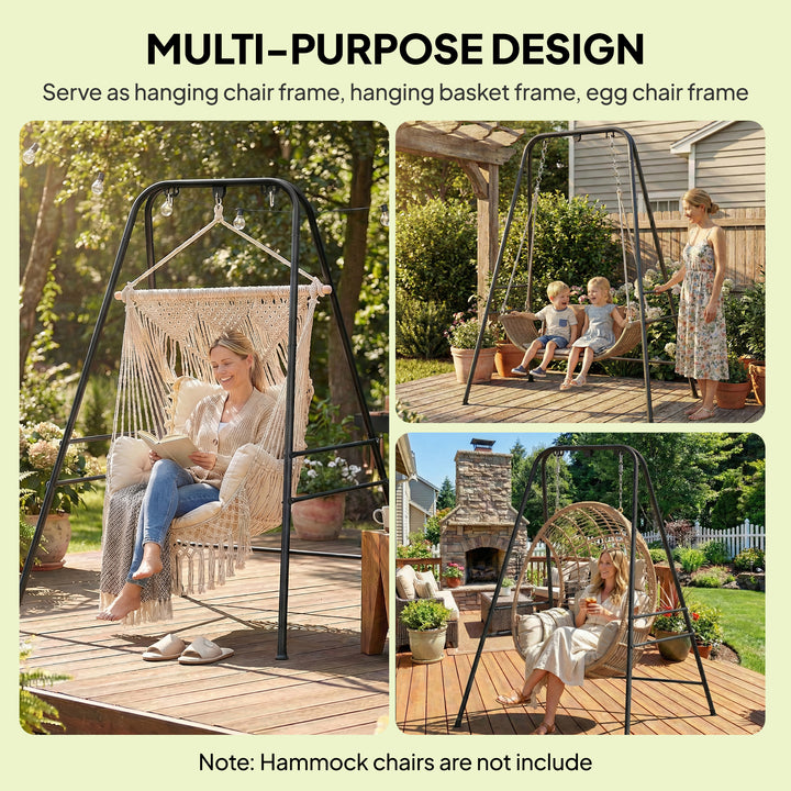 Hammock Chair Stand Only, 150KG Load Capacity, for Indoor Outdoor, Bla