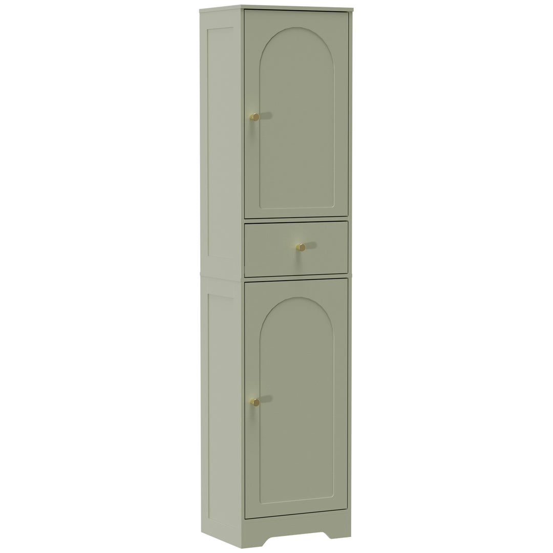 Tall Bathroom Cabinet with Arched Doors - Green