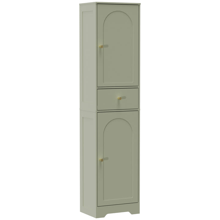 Tall Bathroom Cabinet with Arched Doors - Green