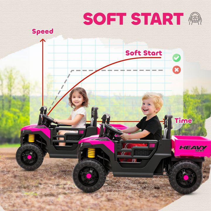 Kids Ride on Car, 12V Electric Kids UTV with Electric Dump Bed, 4-Wheel Suspension for 3-8 Years