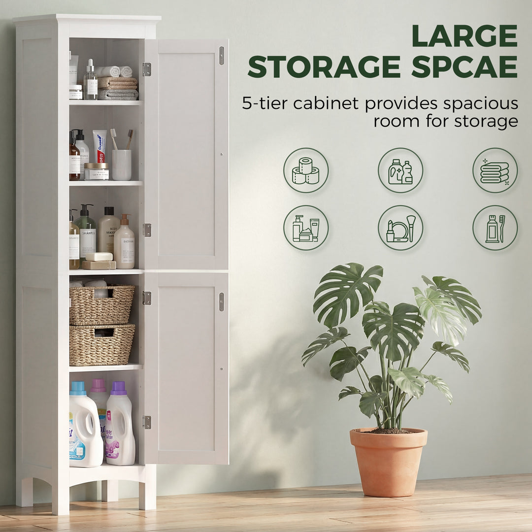 Tall Bathroom Storage Unit, Slim Bathroom Cabinet with Adjustable Shel