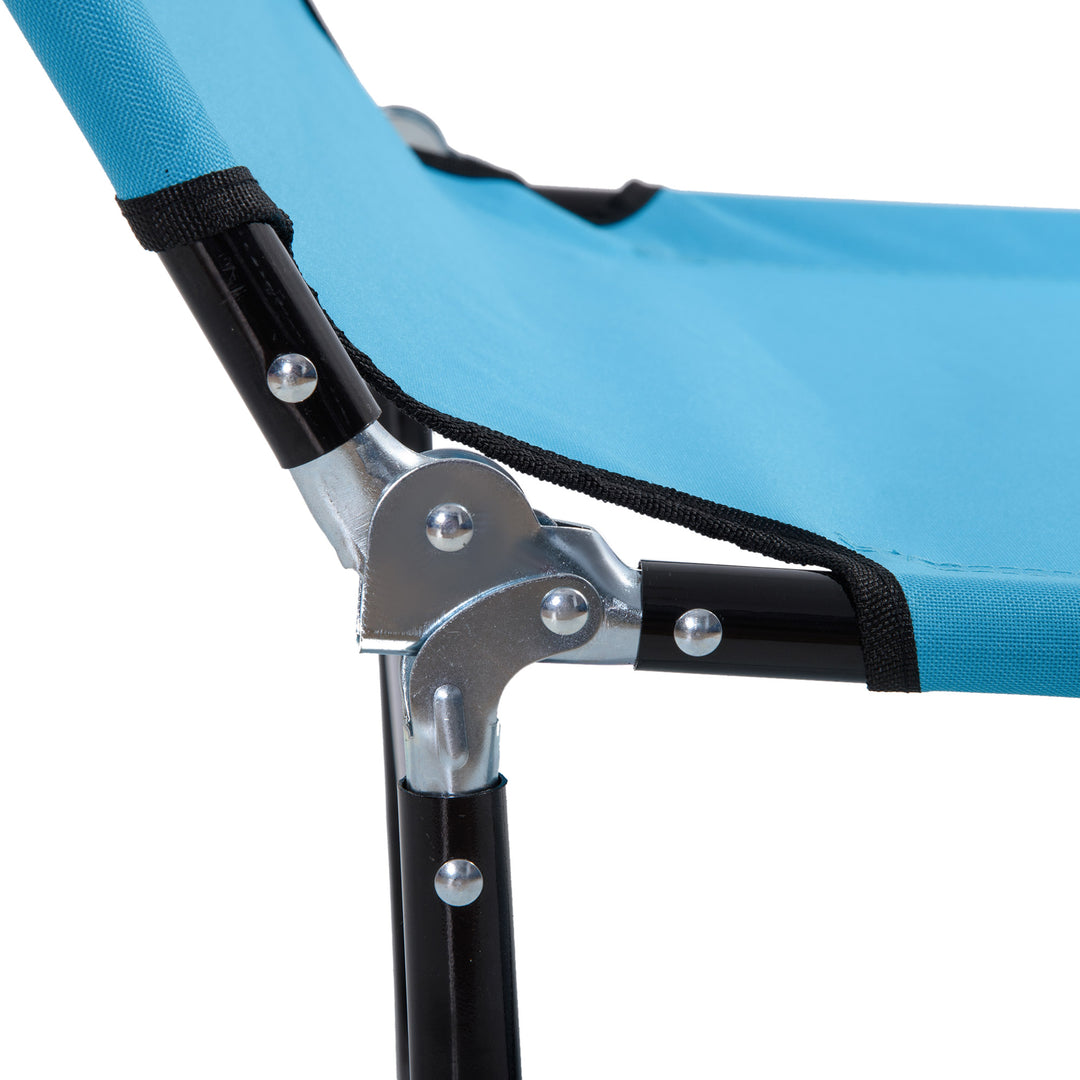 Garden Sun Lounger, with Five-Position Back - Light Blue