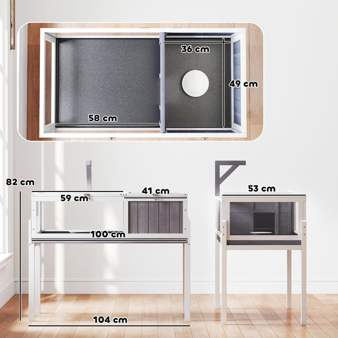 Wooden Tortoise House with Dual-Zone Habitat, Clear Panels, Openable T