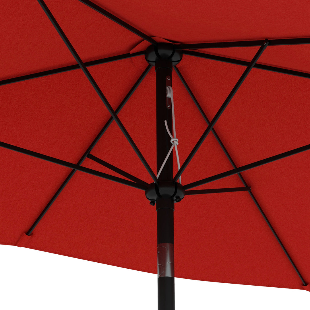 2 x 3(m) Garden Parasol Umbrella, Rectangular Outdoor Market Umbrella Sun Shade with Crank & Push Button Tilt, 6 Ribs, Aluminium Pole, Wine Red