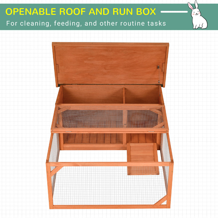 PawHut Guinea Pigs Hutches Small Animal House Off-ground Ferret Bunny Cage Backyard w/ Openable Main House & Run Roof 125.5 x 100 x 49cm | Aosom UK