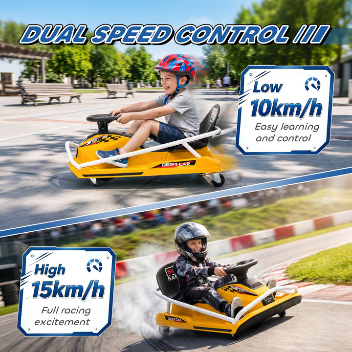 24V Electric Go Kart for Kids with Drift Mode, 300W Brushless Motor, S