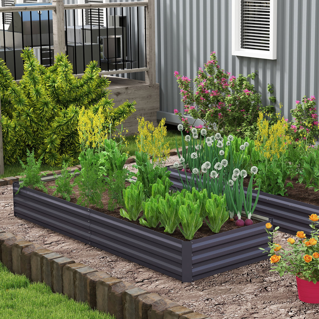 MCL Metal Raised Garden Bed Planter Box Outdoor Planters for Growing Flowers, Herbs, Grey, 241x90.5x30cm