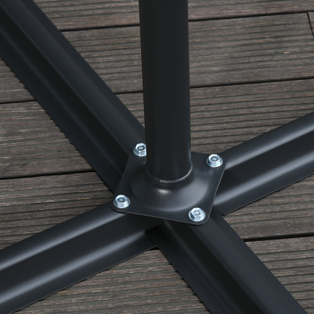 2.45m Overhanging Cantilever Parasol, Heavy Duty Waterproof Garden Umbrella with Cross Base, Black