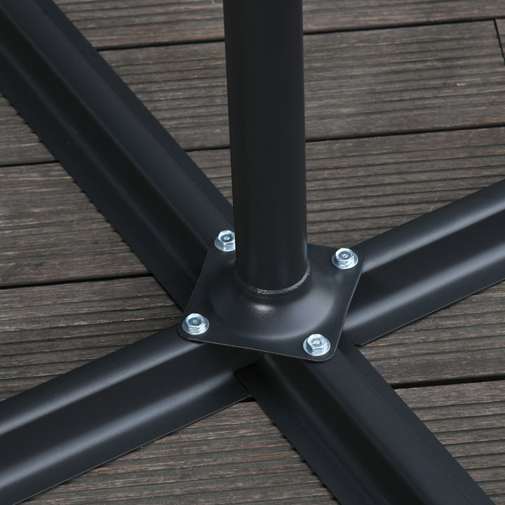 2.45m Overhanging Cantilever Parasol, Heavy Duty Waterproof Garden Umbrella with Cross Base, Black