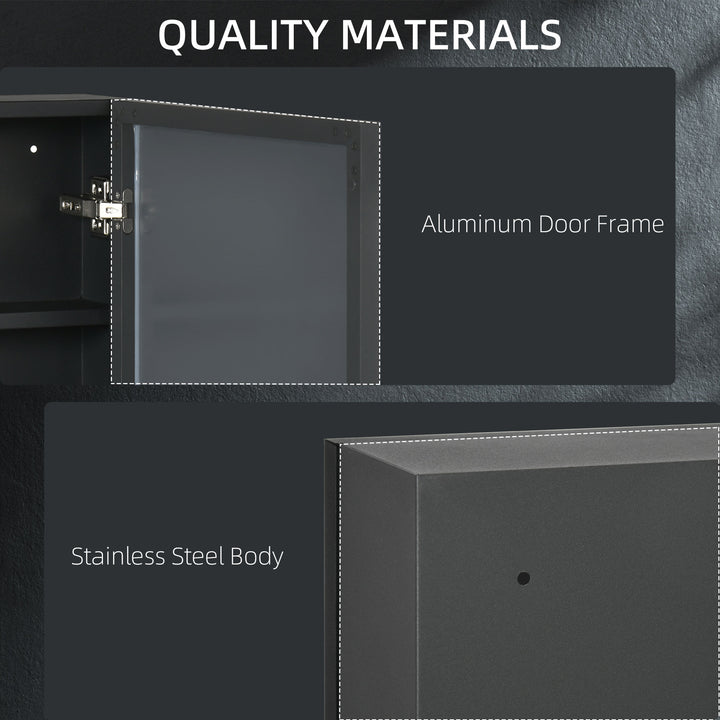 Bathroom Cabinet with Mirror, Wall Mounted Bathroom Mirror Cabinet with Storage Shelves, 40 x 12 x 60 cm, Black