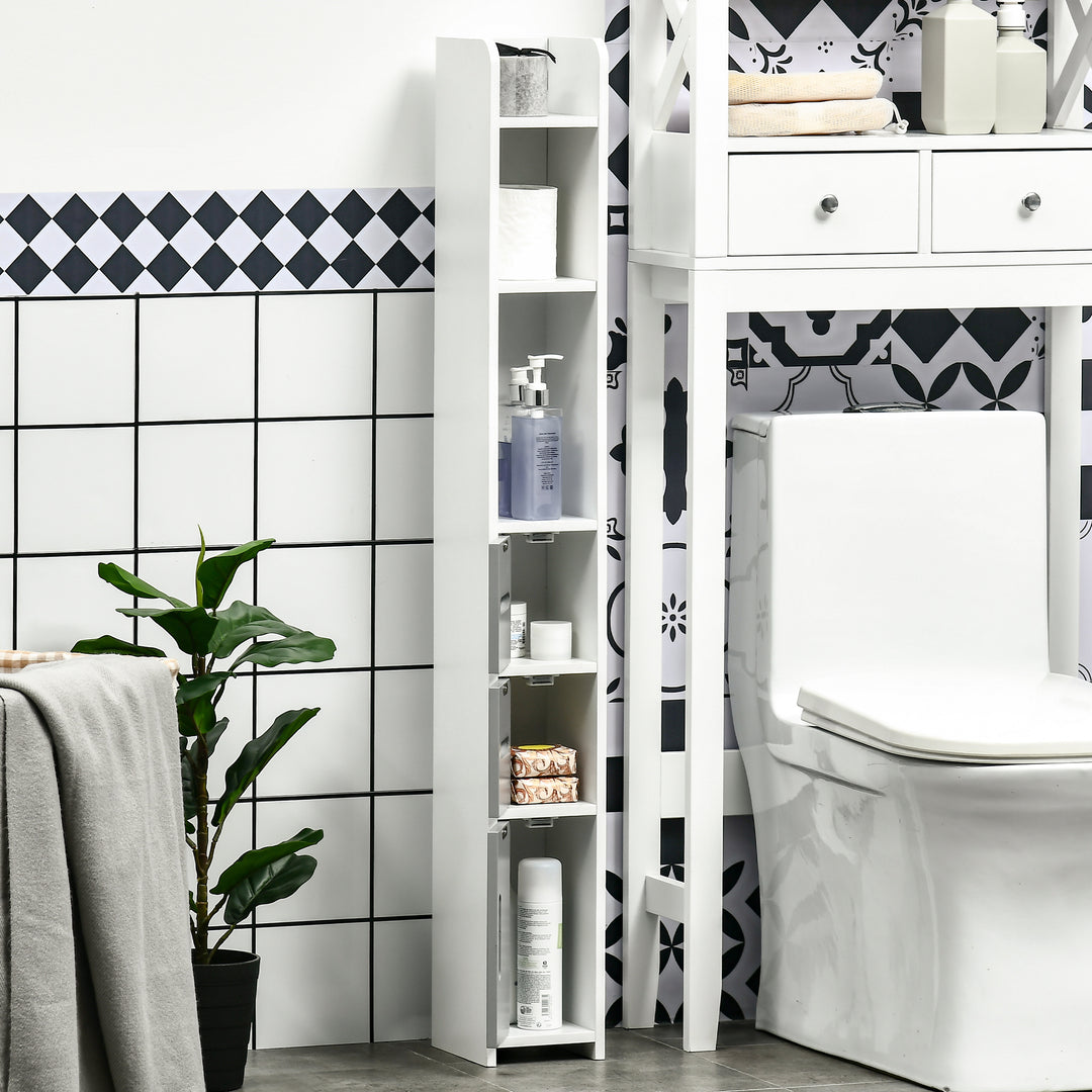 Modern Bathroom Storage Cabinet, Freestanding Tall Bathroom Cabinet with Open Shelves and 3 Cupboards with Door, for Bedroom Hallway, Grey