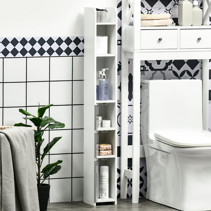 Modern Bathroom Storage Cabinet, Freestanding Tall Bathroom Cabinet with Open Shelves and 3 Cupboards with Door, for Bedroom Hallway, Grey