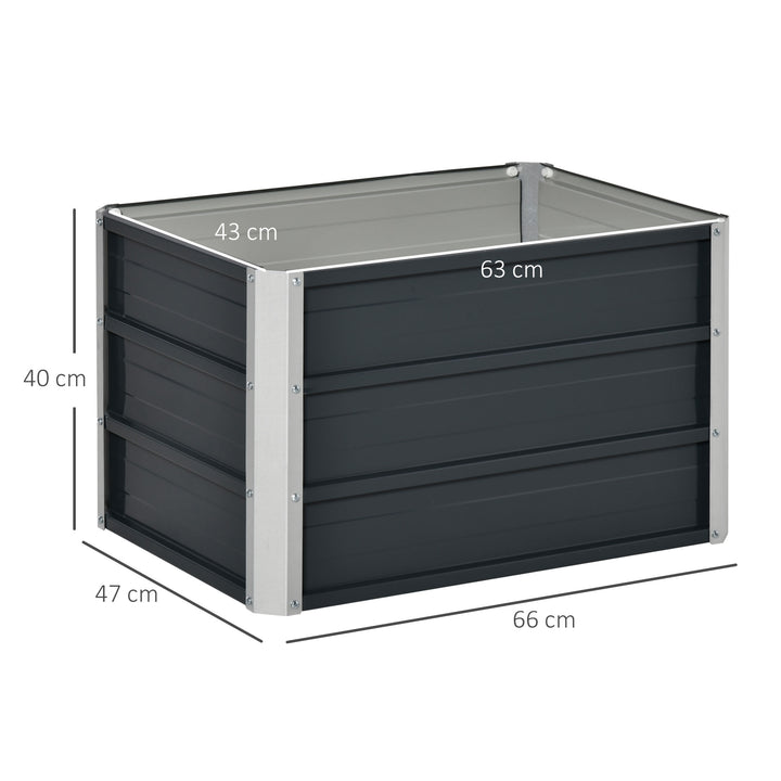 108L Raised Garden Bed, Galvanized Steel Elevated Planter Box w/ Installation Gloves for Backyard, Patio to Grow Vegetables, Herbs, and Flowers, 66 x 47 x 40cm, Grey
