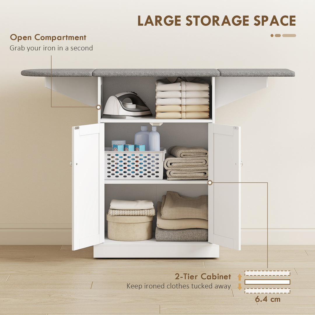 Ironing Board Cabinet on Wheels with Foldable Top, Mobile Storage - view 6
