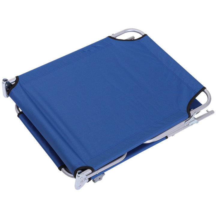 Single Sun Lounger, with Awning and Reclining Back - Blue