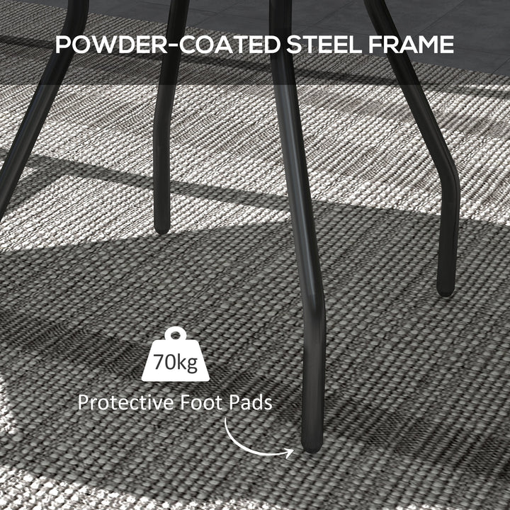 Φ60 Garden Table, with Glass Printed Tabletop - Brown