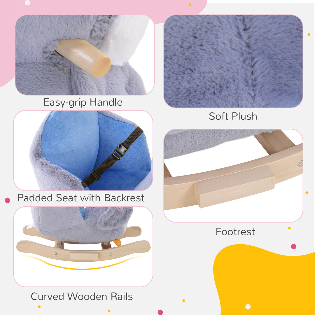 MCL Children Kids Animal Rocking Horse Penguin Plush Musical Button 32 Songs Kid Rocker for 18+ Months