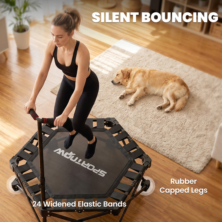 42" Foldable Mini Trampoline, One-Step Fold &amp; Open, Rebounder Trampoli