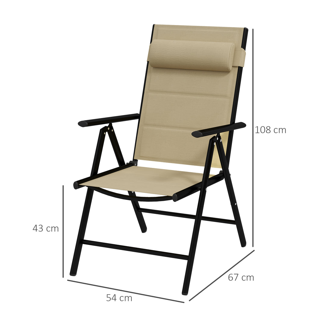 Set of Two Padded Garden Chairs - Khaki