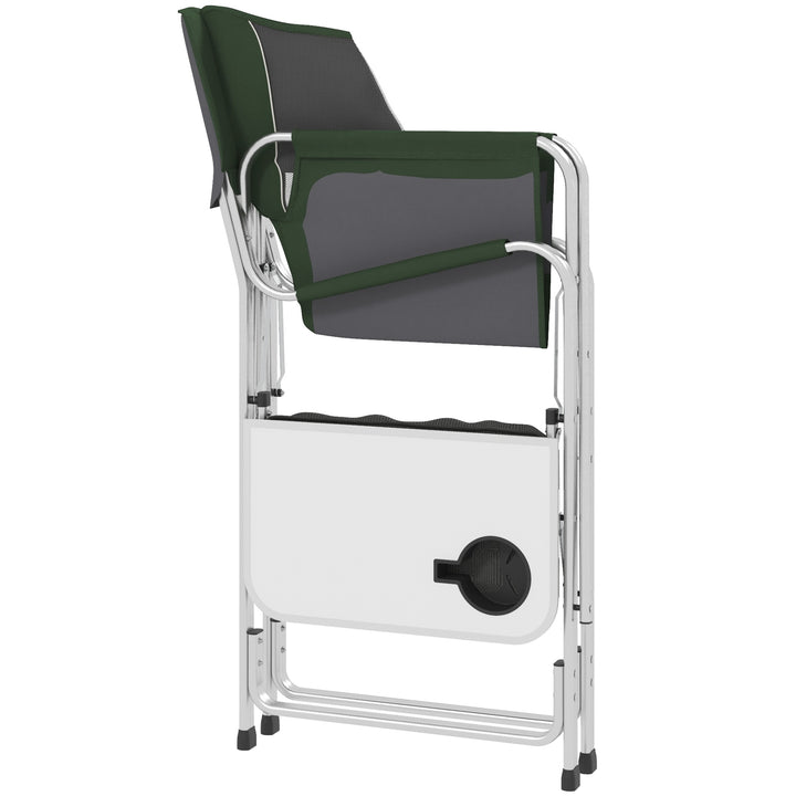 Outsunny Portable Director's Retreat: Aluminium Folding Chair with Handy Extras for Alfresco Lounging, Verdant Green | Aosom UK