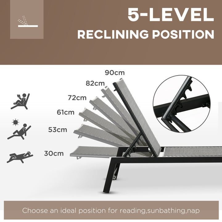 Rattan Sun Lounger, with Five-Position Back - Brown/Black