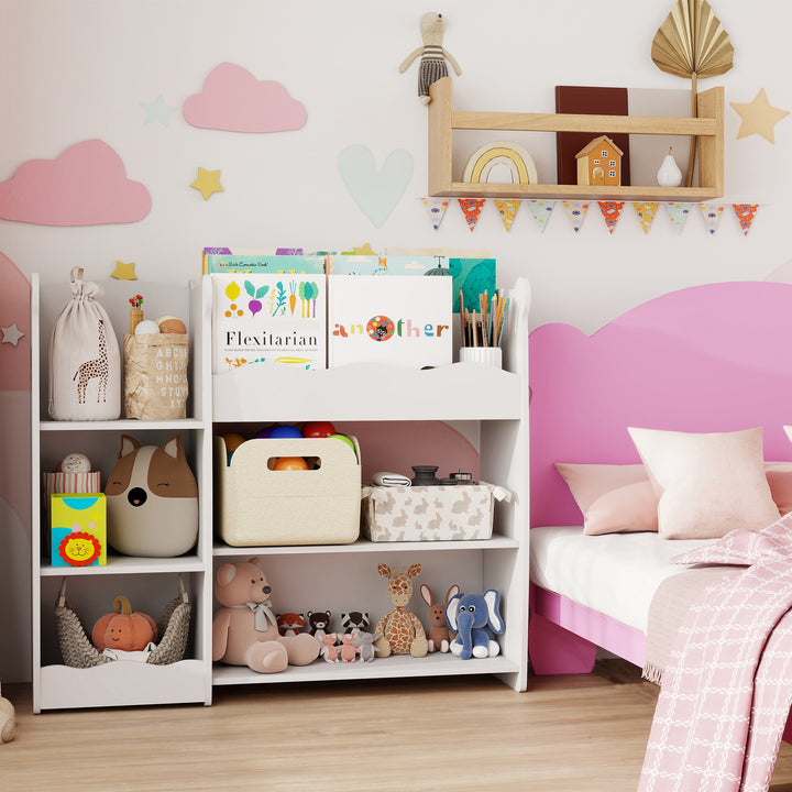 Kids Toy Storage Unit, Bear Design Kids Bookshelf and Toy Organiser, f