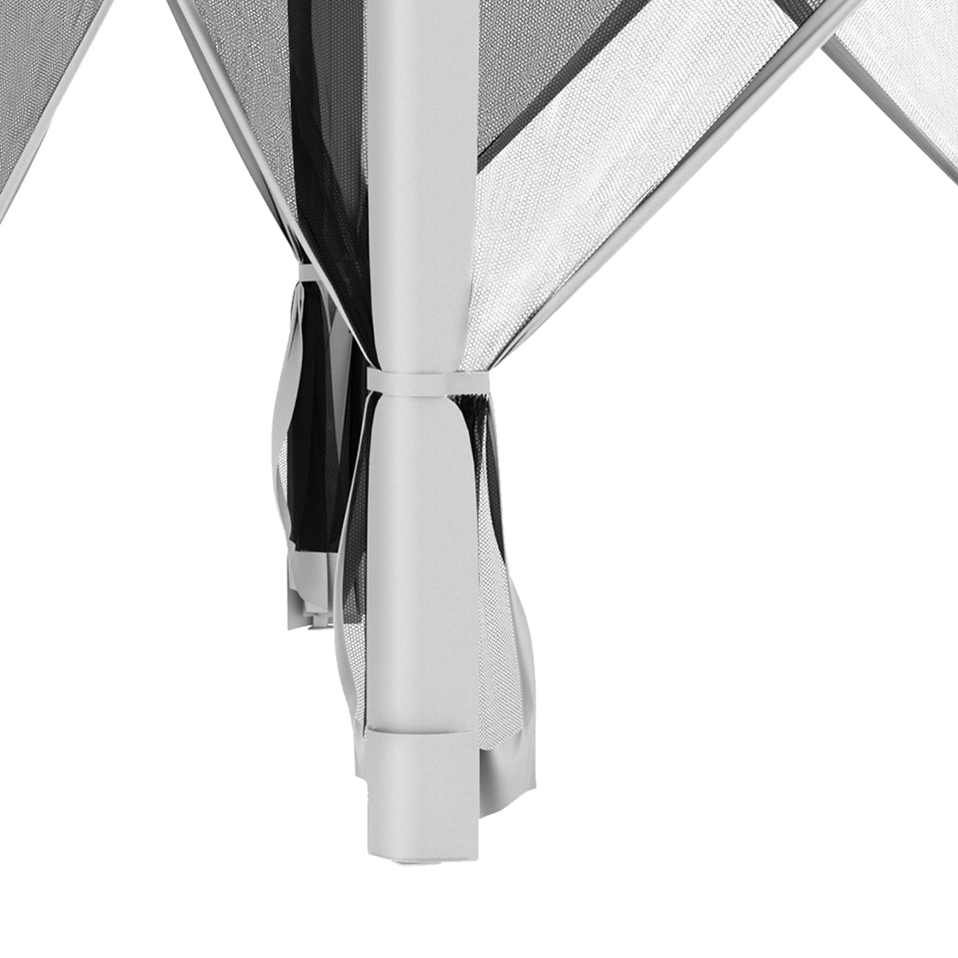 MCL 3.2m Pop Up Gazebo Hexagonal Canopy Tent Outdoor Sun Protection with Mesh Sidewalls, Handy Bag, Light Grey
