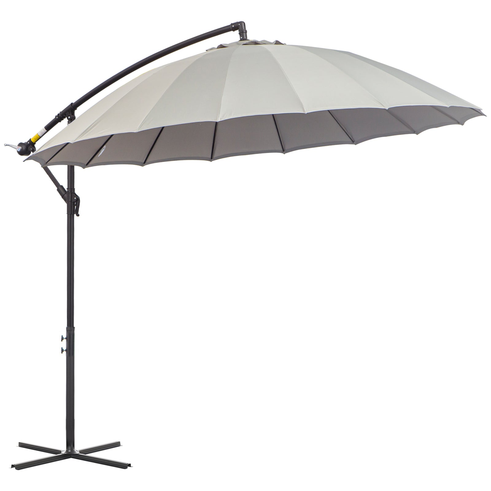 3(m) Cantilever Umbrella 18 Ribs & Vents Adjustable Angle for Patio Light Grey