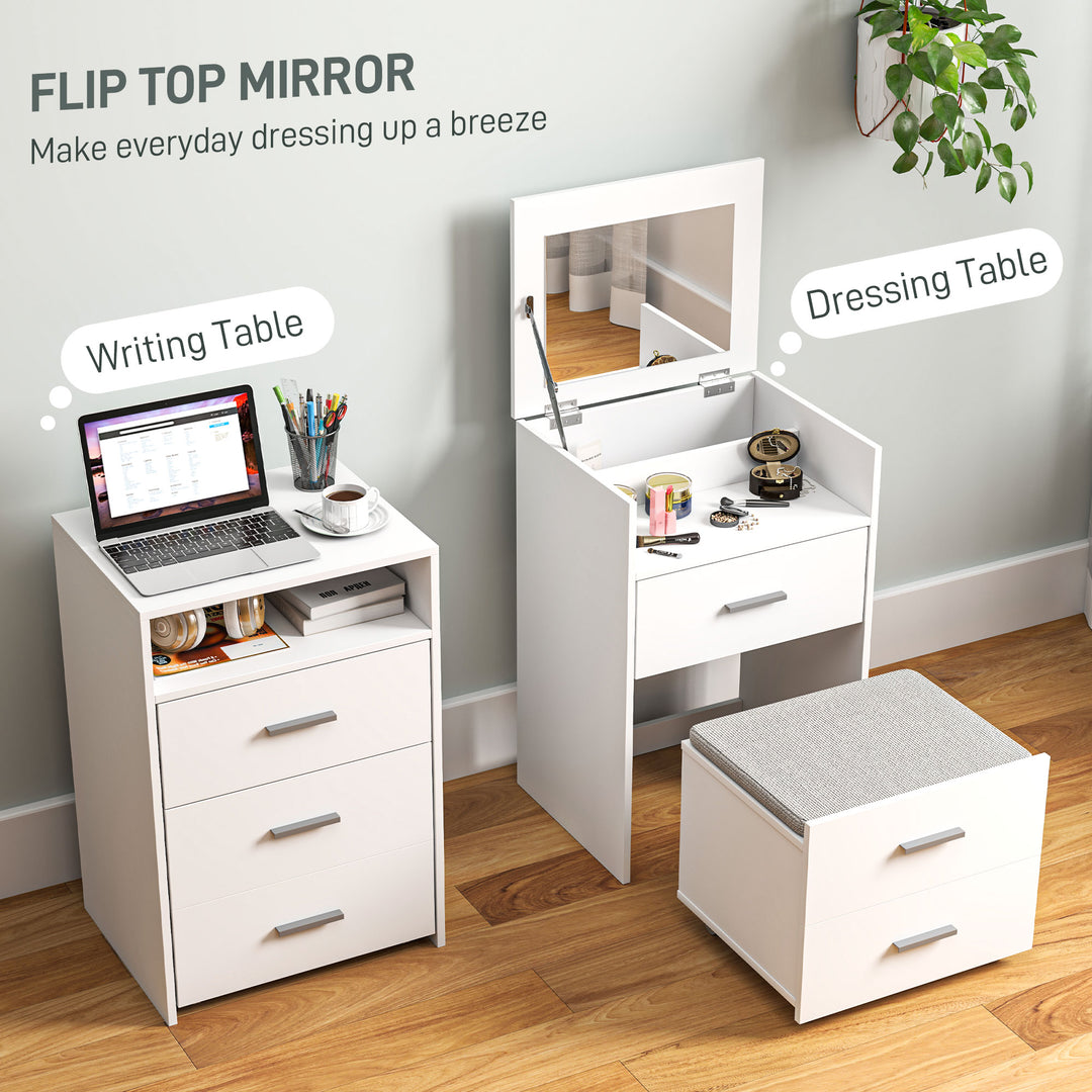 Vanity Desk with Mirror, Modern Dressing Table and Stool with 2 - view 4