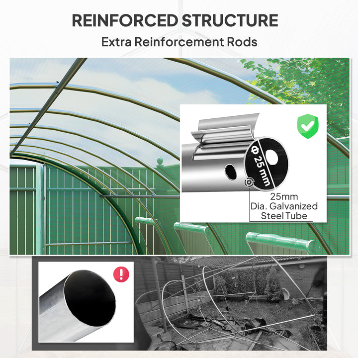 Polyethylene Upgraded Structure Walk-in Polytunnel Greenhouse, 6 x 3(m), Green