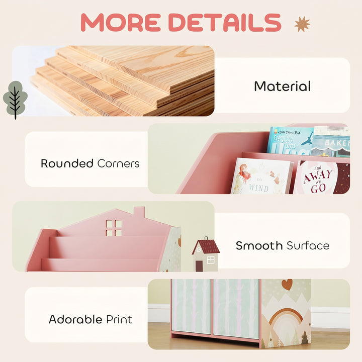 Kids Bookshelf with Storage, Toy Storage Unit with Book Display, Shelv