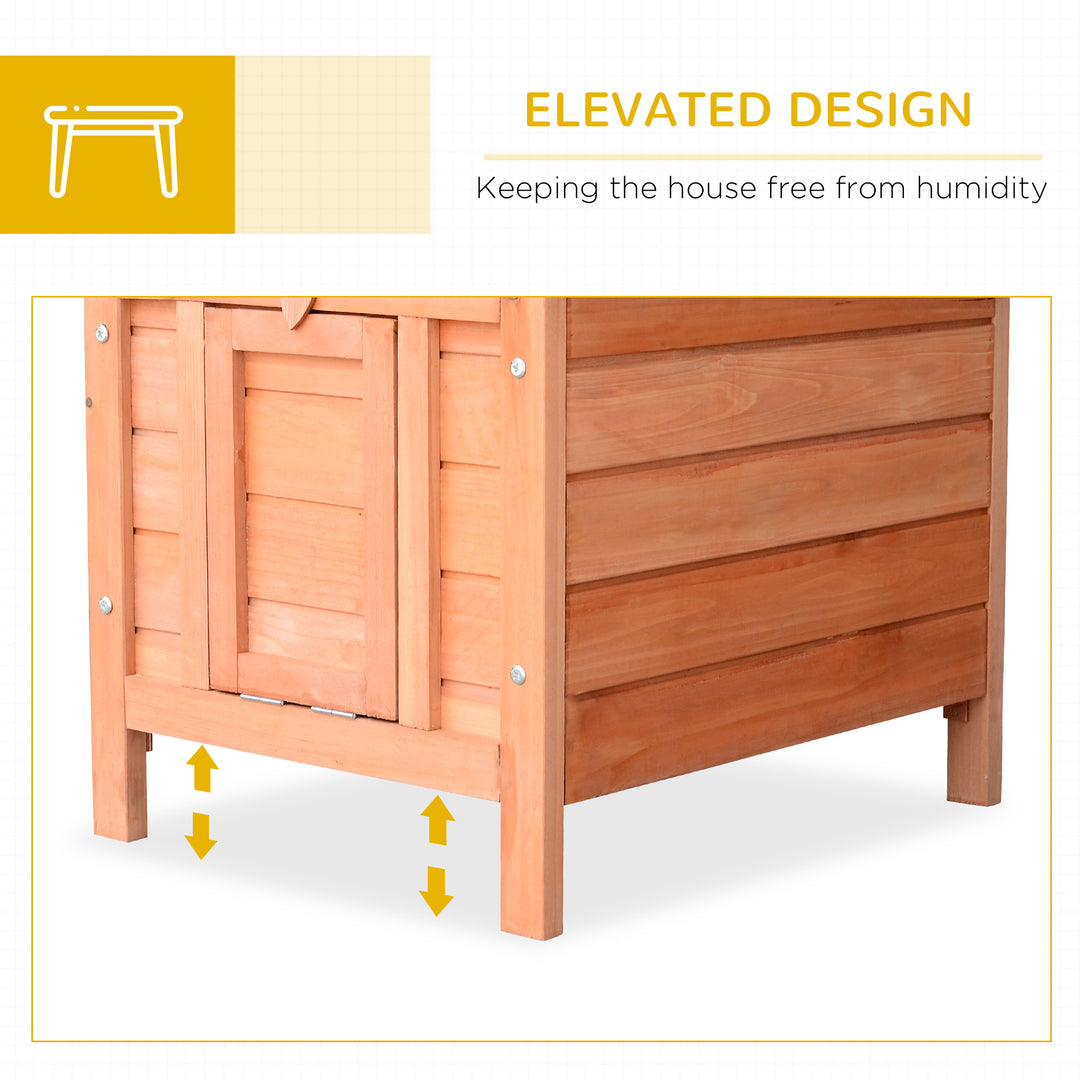 Wooden Rabbit Hutch Outdoor, Guinea Pig Hutch, Rabbit Hideaway, Cat House, Bunny Cage Small Animal House 51 x 42 x 43 cm, Natural