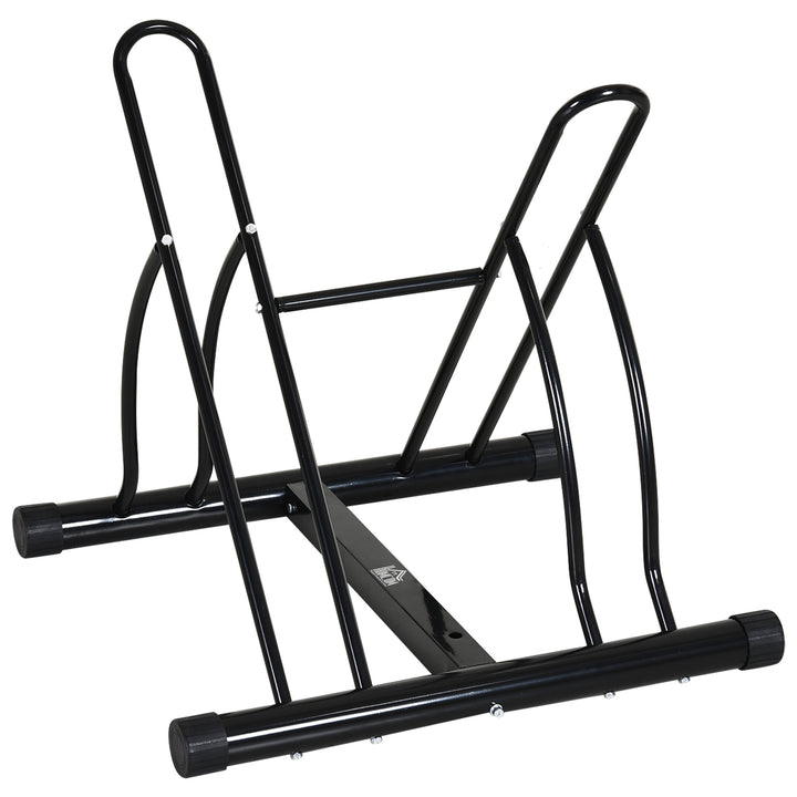 HOMCOM Steel Double-Sided Indoor Bike Rack Black | Aosom UK