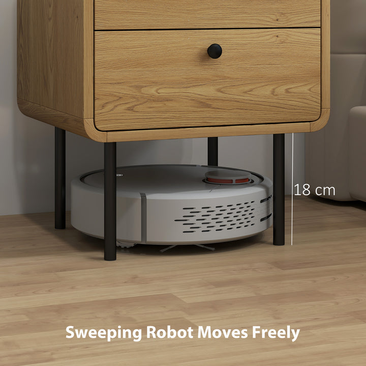 MCL Bedside Table with 2 Drawers and Steel Legs - Oak