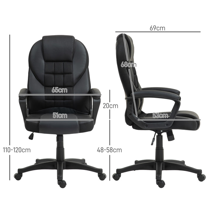 HOMCOM Executive Office Chair, PU Leather High Back Desk Chair, Swivel Computer Chair with Adjustable Height and Tilt Function, Black