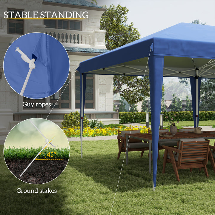 Pop Up Gazebo 3 x 6m, Foldable Canopy Tent, Height Adjustable Wedding Awning Canopy w/ Carrying Bag, Blue