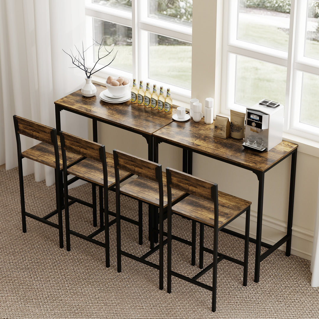 3-Piece Bar Table Set with 2 Stools, Industrial Breakfast Bar Set with