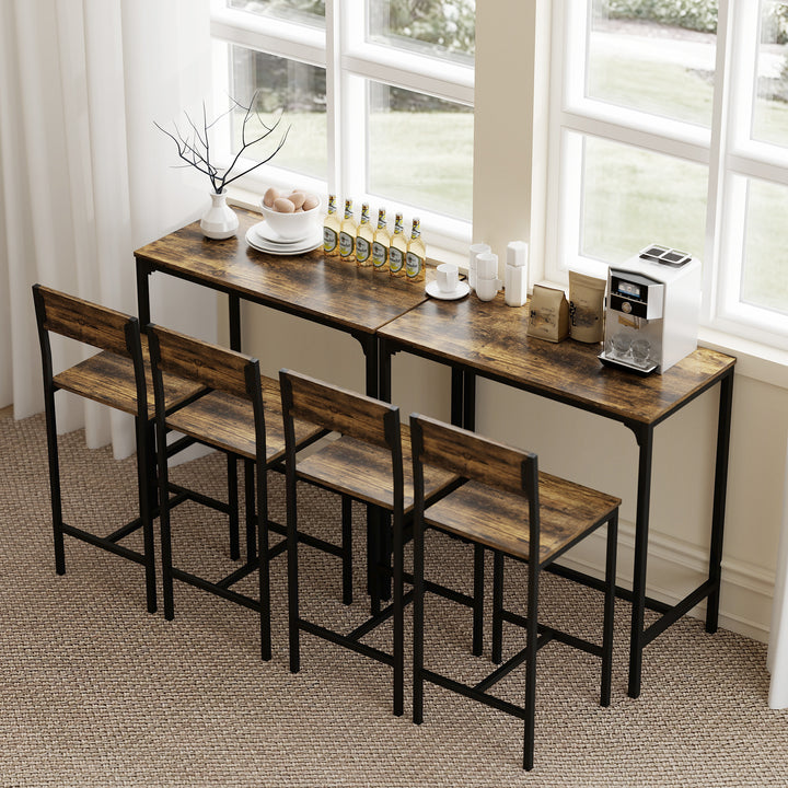 3-Piece Bar Table Set with 2 Stools, Industrial Breakfast Bar Set with
