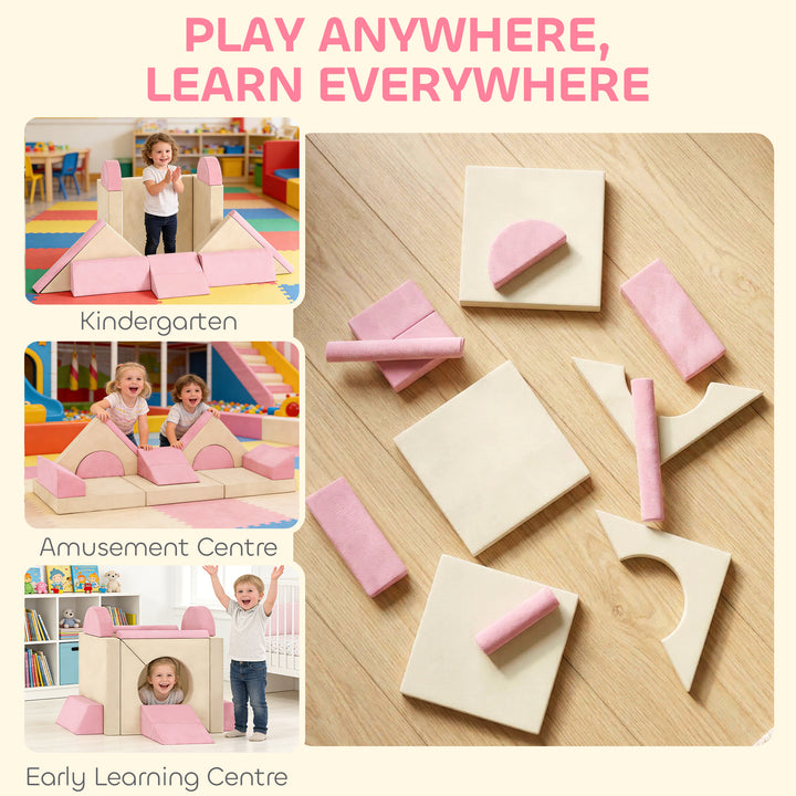 Kids Play Sofa, 12 Pieces Foam Modular Soft Play Set for Playroom, Chi