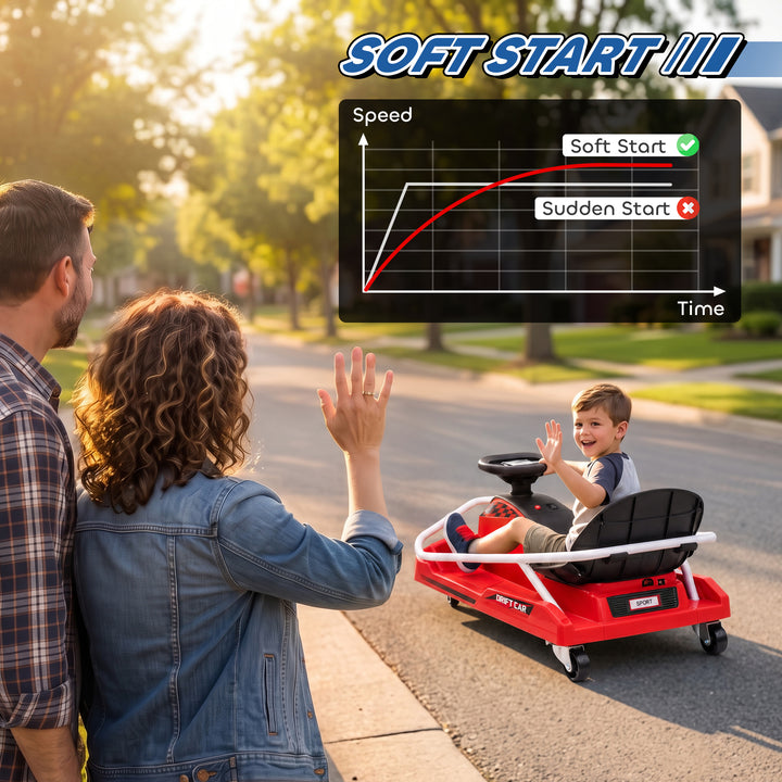 24V Electric Go Kart for Kids with Drift Mode, 300W Brushless Motor, S