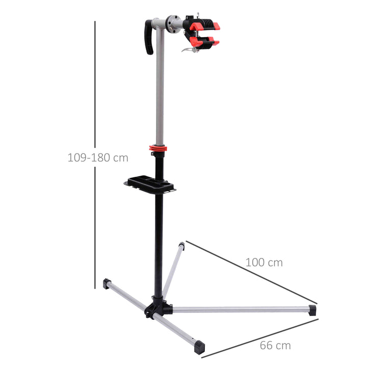 MCL Bike Repair Stand Workstation, Bicycle Maintenance Workstand, Height Adjustable, with Tool Tray & 360° Rotating Adjustable Clamp for Home Mechanic Workshop
