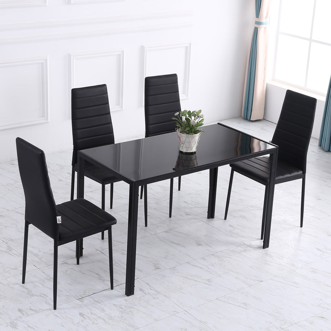 Modern Rectangular Dining Table for 4 People Glass Kitchen Table with Tempered Glass Top and Metal Legs for Dining Room, Living Room (Chairs Not Included)