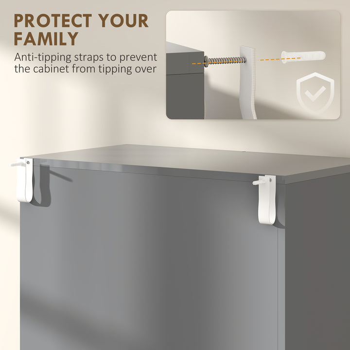 Storage Cabinet, Kitchen Cupboard with 3 Adjustable Shelves, 60L x 35W